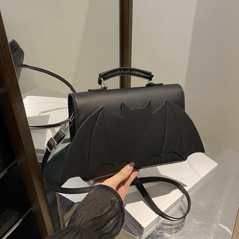 Yogodlns Gothic Women Shoulder Bag Bat Wing Ladies Top-handle Bags Creative Chic PU Leather Handbag Halloween Novelty Crossbody Bag Purse