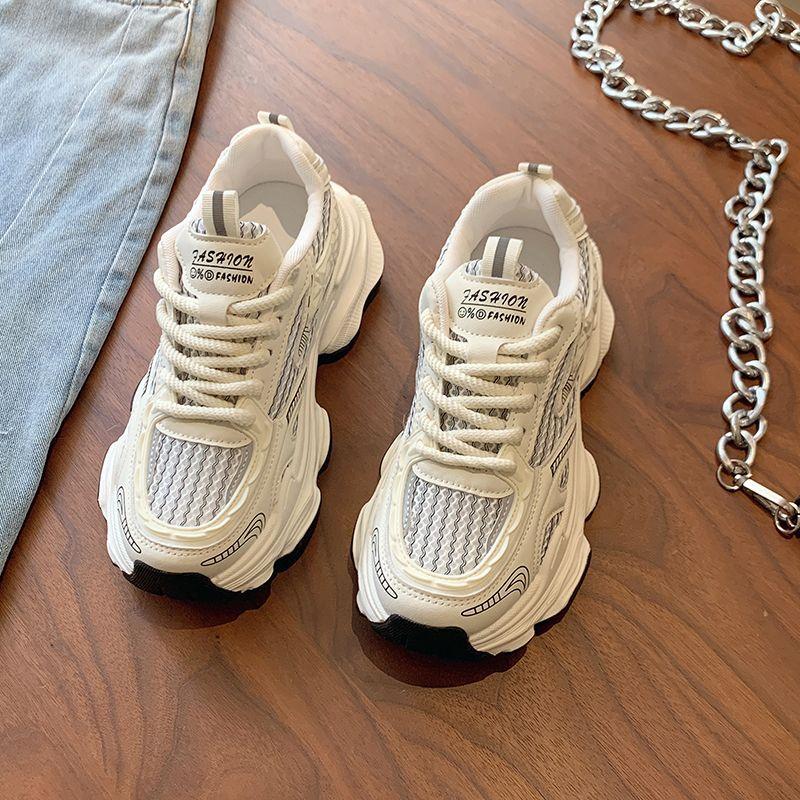 Dad shoes women's new spring and autumn breathable mesh single shoes thick-soled fried street light running casual sports shoes