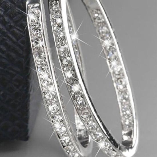 Schillernde Damen-Creolen mit Strass-Intarsien, großer Kreis, Party- und Bankett-Schmuck