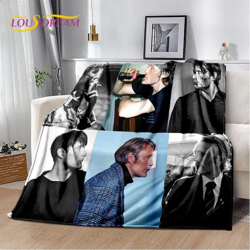 

D Mads Mikkelsen Soft Plush Flannel Throw Blanket for Living Room Bedroom Bed Sofa Picnic Cover Cozy Kids Blanket 100x150cm
