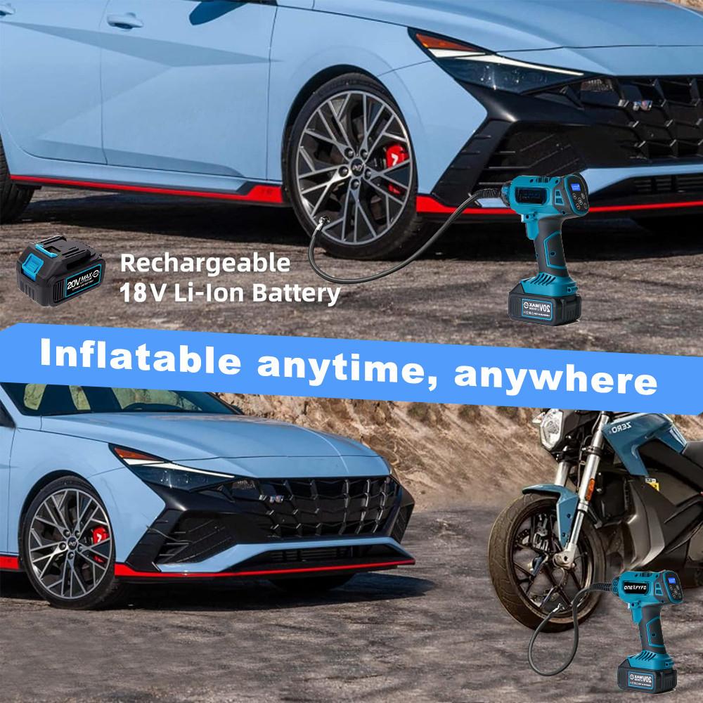 Portable Car Tire Inflatable Pump Multi Functional Electric Inflation Equipment Digital Display Wireless Air Compressor