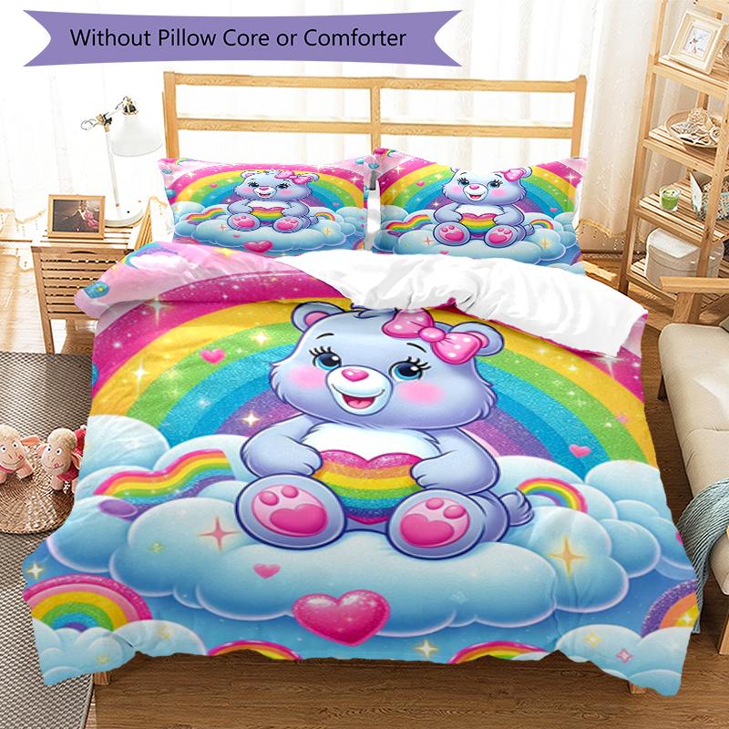3pcs Bear Bedding Set Duvet Cover Closure Includes 1 Duvet Cover & 2 Pillowcases, Soft and Comfortable for All Seasons.