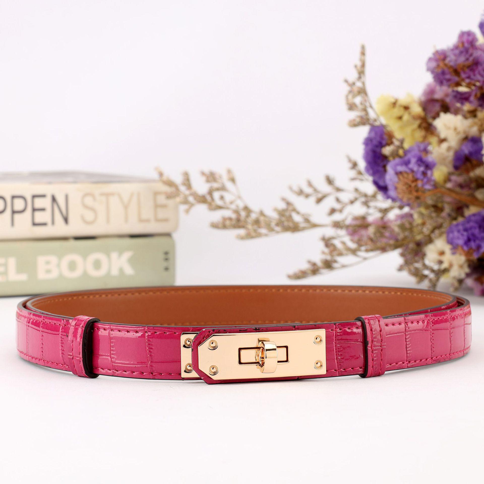 

Универсальный женский ремень H-образного типа из лицевой коровьей кожи для подчеркивания талии и украшения летних платьев розовый