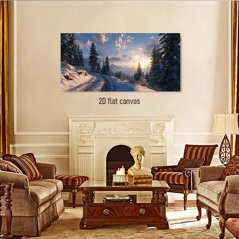 

1pcs Winter Snow Mountain Landscape Canvas Decorative Painting Modern Minimalist Living Room Entrance Hanging Painting Nordic St (as the picture,50x100cm No Frame)