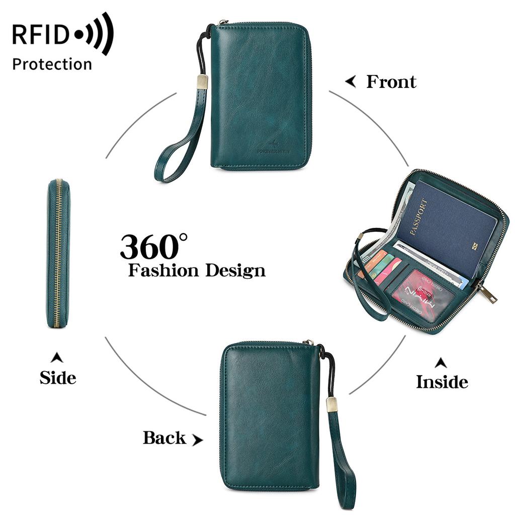 New Anti-theft Brush Passport Bag, Large Capacity Zipper Wallet, Travel Portable Ticket Storage, ID Bag