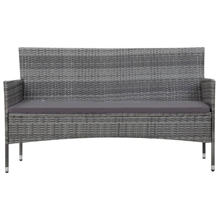 VidaXL Salon de jardin 5 pcs avec coussins Résine tressée Gris