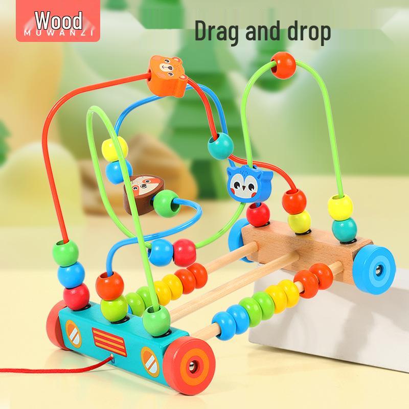 

Wooden Animal Bead Maze Pull-Along Walker for Toddlers 0-3 Years
