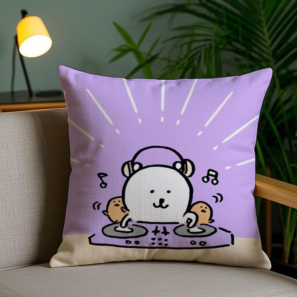 Cute J-Jokes Bear Cushion Cover Soft Short Plush Double-Sided Printing Home Decor Machine Washable Pillow Case Gift