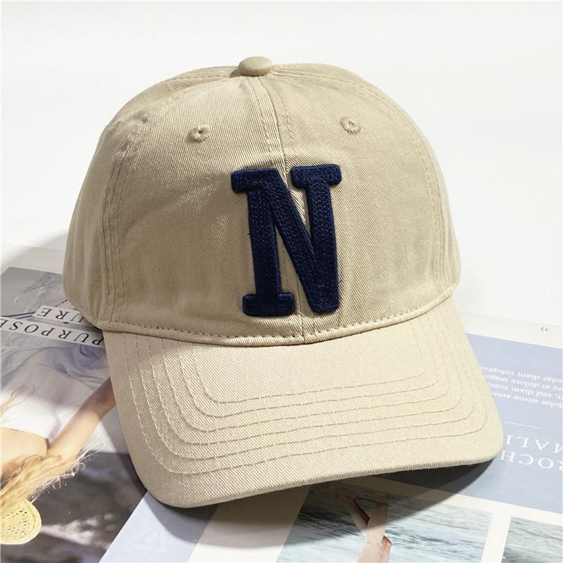 Internet-Promi-Hut Damen Retro Großes N-Stickerei Mode Vielseitige Baseballkappe Herren Ins Sonnenschutz Weiches Oberteil Kappe Trend