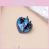 Adorable Cartoon Character Brooch Featuring Heart Shape And Blue Flame Aesthetic