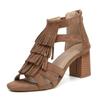 2025 Women's Chunky Heel Tassel Ankle Boots Peep Toe, Back Zipper, Roman Style Sandals