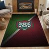 Leopard Icon On Green and Red Background Patterned Carpet, Non Slip Mat Suitable for Living Room and Bedroom Sofas