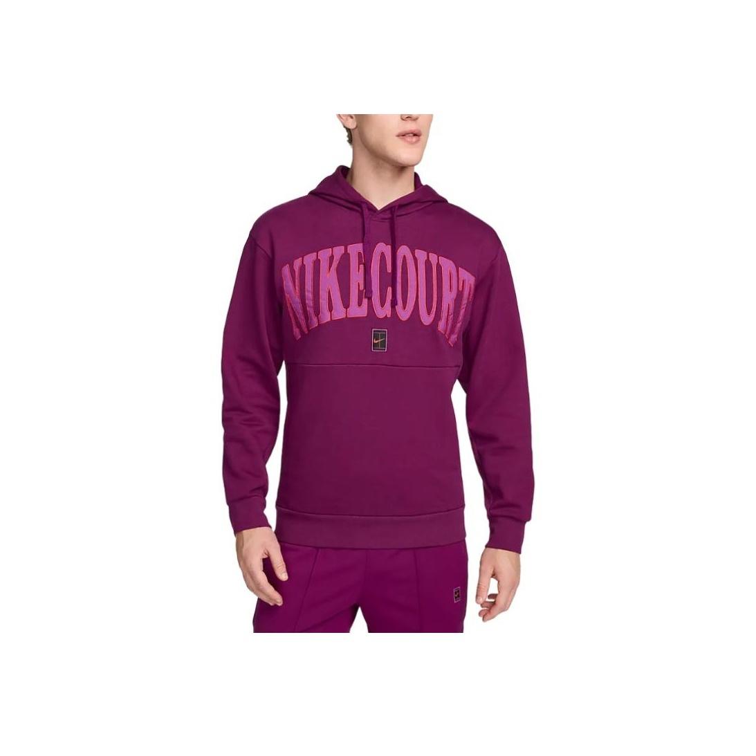 

Nike Court Heritage Dri-Fit Fleece Tennis Hoodie Letter Print Fitted Long Sleeve Sweatshirt Men hoodies Purple Red FQ2093-664 L
