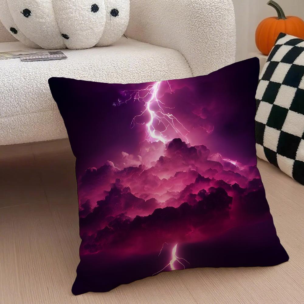 Lightning Cushion Cover Linen Pillow Case Soft Breathable Protective Couch Room Decoration
