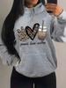 2026 Fashion New Arrival Plus Size Womens Heart Letter Graphic Print Pocket Drawstring Hoodie Winter Casual Sweatshirt Basic Top T Shirt
