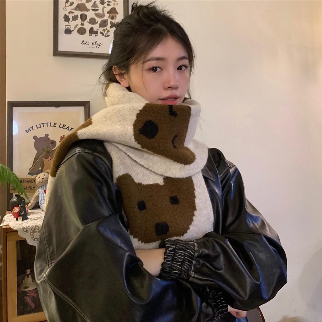 Cute little *** department versatile with scarf female winter new warm thickened knitted scarf student