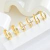 6 Pcs Fashion Minimalist Copper Zircon Cross Earrings Set for Women Chunky Cartilage Hoops Earring Vacation Daily Wear Jewelry