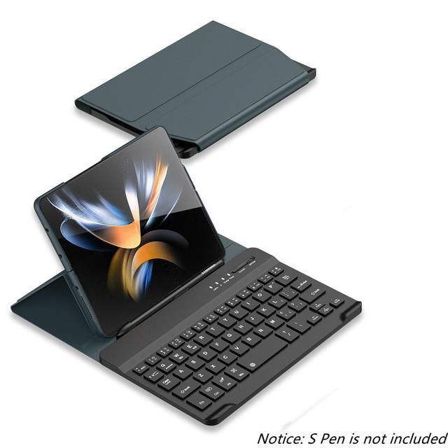 

Для Samsung Galaxy Z Fold 4 3 2 5g Чехол для беспроводной клавиатуры Простая кожаная откидная крышка-подставка со слотом для S Pen (Нет ручки ) NO S Pen