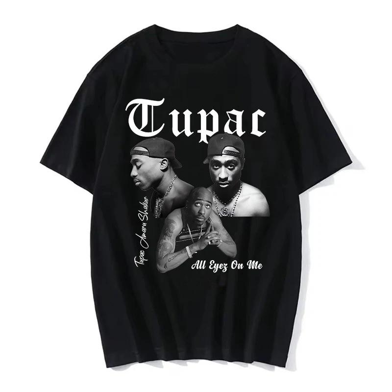 Mode T-Shirt Rapper Tupac Top Hip Hop Streetwear Kurzarm T-Shirt Herren- und Damen-T-Shirts Harajuku Übergröße Kleidung
