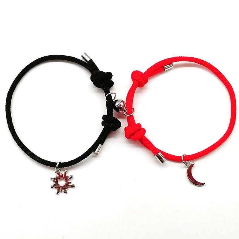 

New magnetic suction sun and moon couple bracelet splicing dumbbell weaving adjustable men s and women s hand ropes