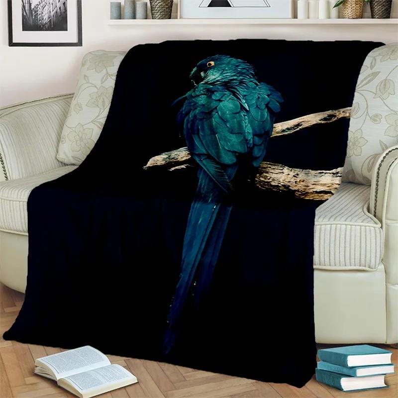 3D Colorful Macaws Parrot Birds Blanket,Soft Throw Blanket for Home Bedroom Bed Sofa Picnic Travel Office Rest Cover Blanket Kid
