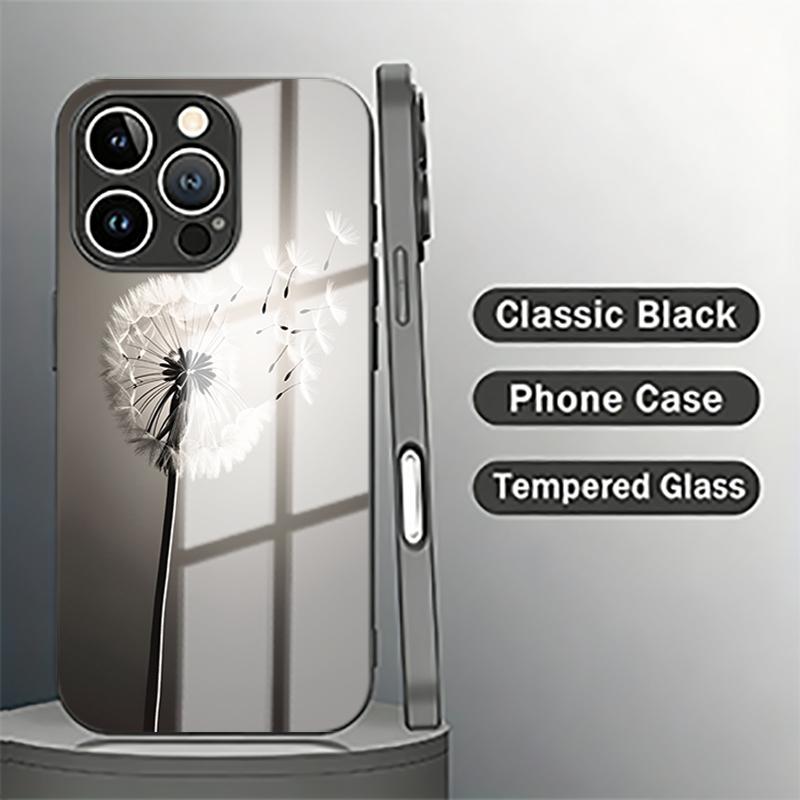 Grey White Dandelion Tempered Glass Phone Case For Samsung Galaxy S26 S25 Ultra 5G S24 Plus S23 FE Lens Shockproof Protect Cover