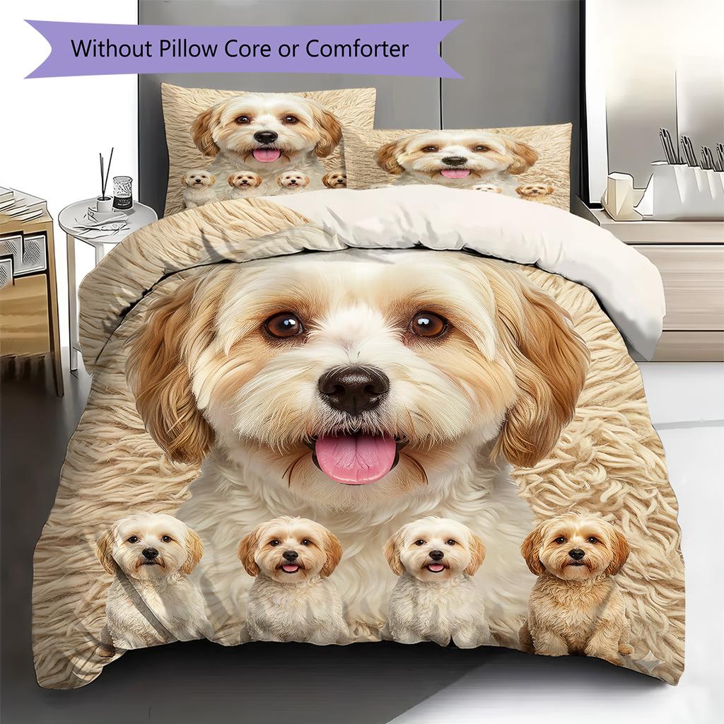 Havanese Papillon Pattern Bedding Quilt Set Quilt Cover Pillowcase Home Decoration Gift (1 * duvet cover + 2 * pillowcase, without core)