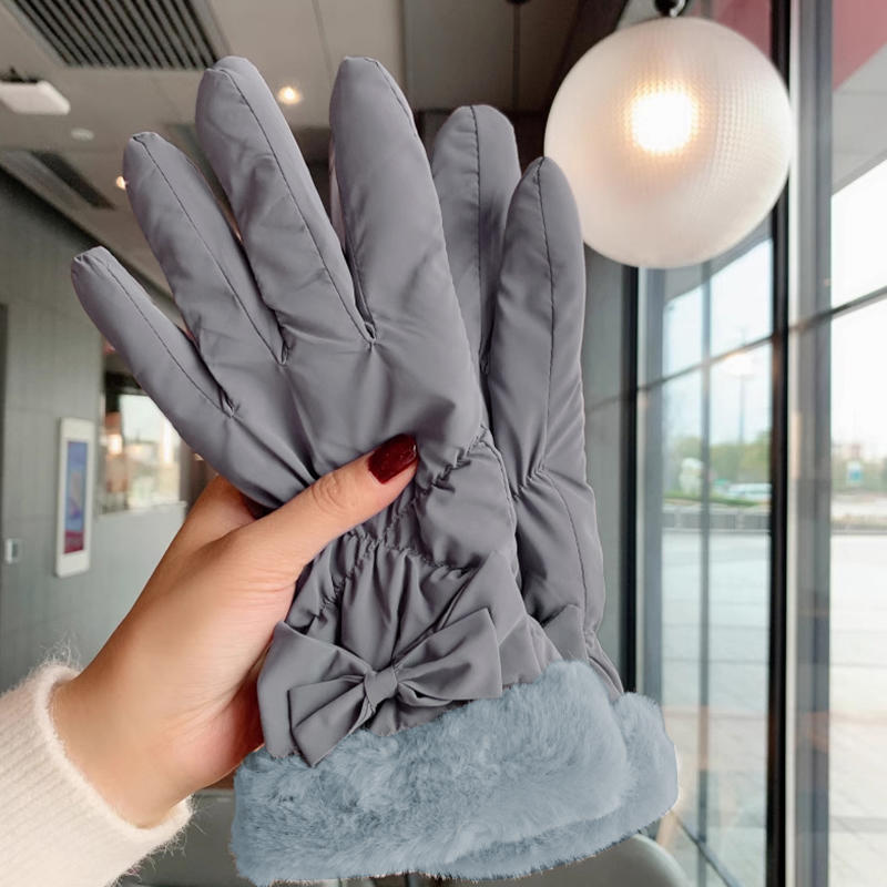 Winter Women's Gloves with Down Cotton for Cold Weather Keep Warm Windproof Touchscreen Fashion Soft Female Mittens for Outdoors