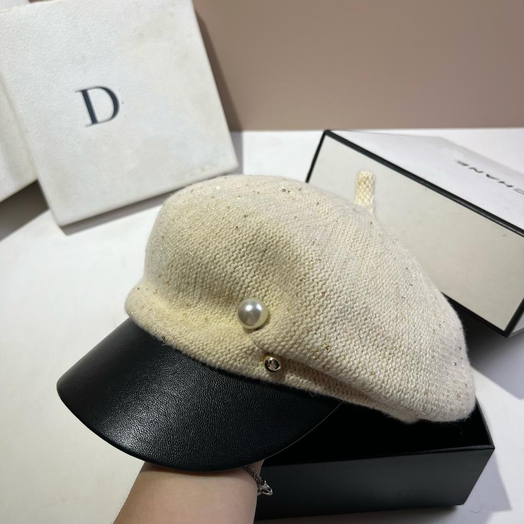 Xiaoxiangfeng Pearl Sequin Navy Hat Celebrity Irregular Styling Beret Female