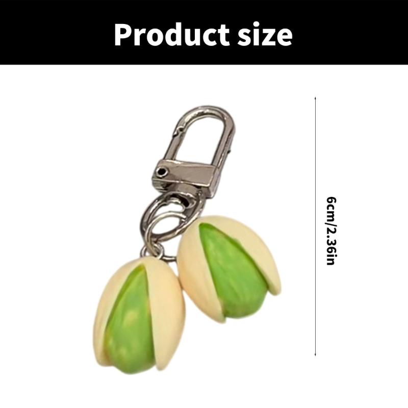 Cute Pistachios Keychain Charm Trendy Pistachios Nut Keychain Versatile Keyrings Charm for Backpacks and Purses