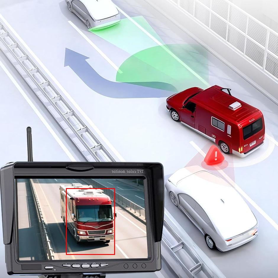 HD Wireless Backup Camera Infrared Night Vision Rear 7In Monitor AHD1080P BSD for Truck Bus RV Camper Trailer Excavator Lorry