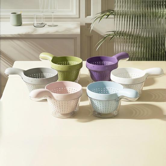 3Pcs Double Layer Drain Basket with Handle 2-in-1 Strainer Storage Container Small Vegetable Fruit Mini Berry Tomato Grape Washing Colander Bowl