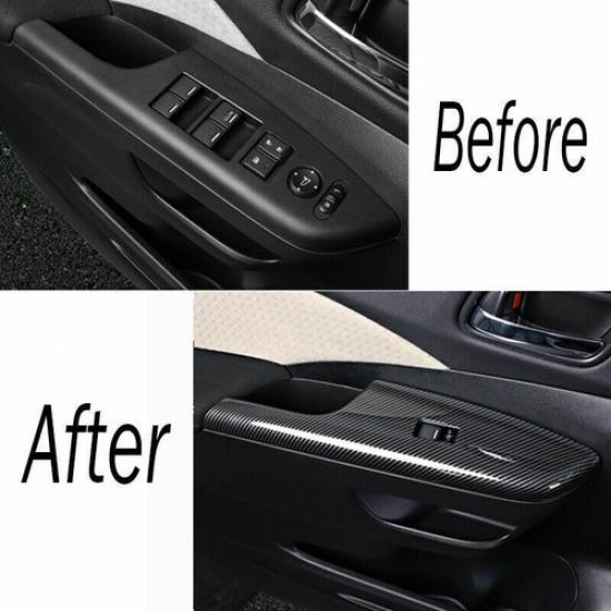 4x Carbon Fiber ABS Window Lift Panel Switch Cover Trim FOR HONDA CR-V CRV 12-16