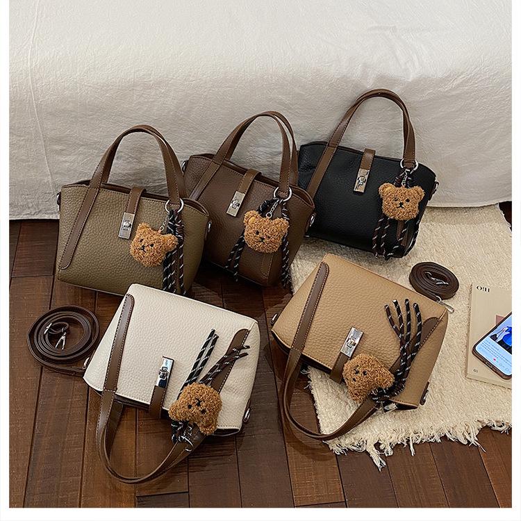 Fashionable Street-Style Bucket Handbag Women's Crossbody Bags Luxury Purse Lock Buckle Single Shoulder Bags Daily Match