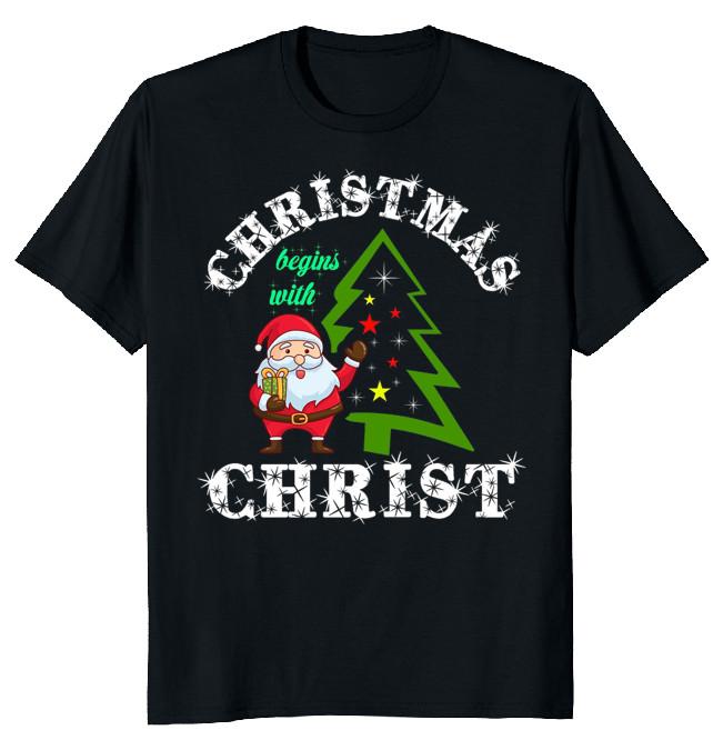 NEW LIMITED Merry Christmas Begin Christ Funny Novelty Tee S
