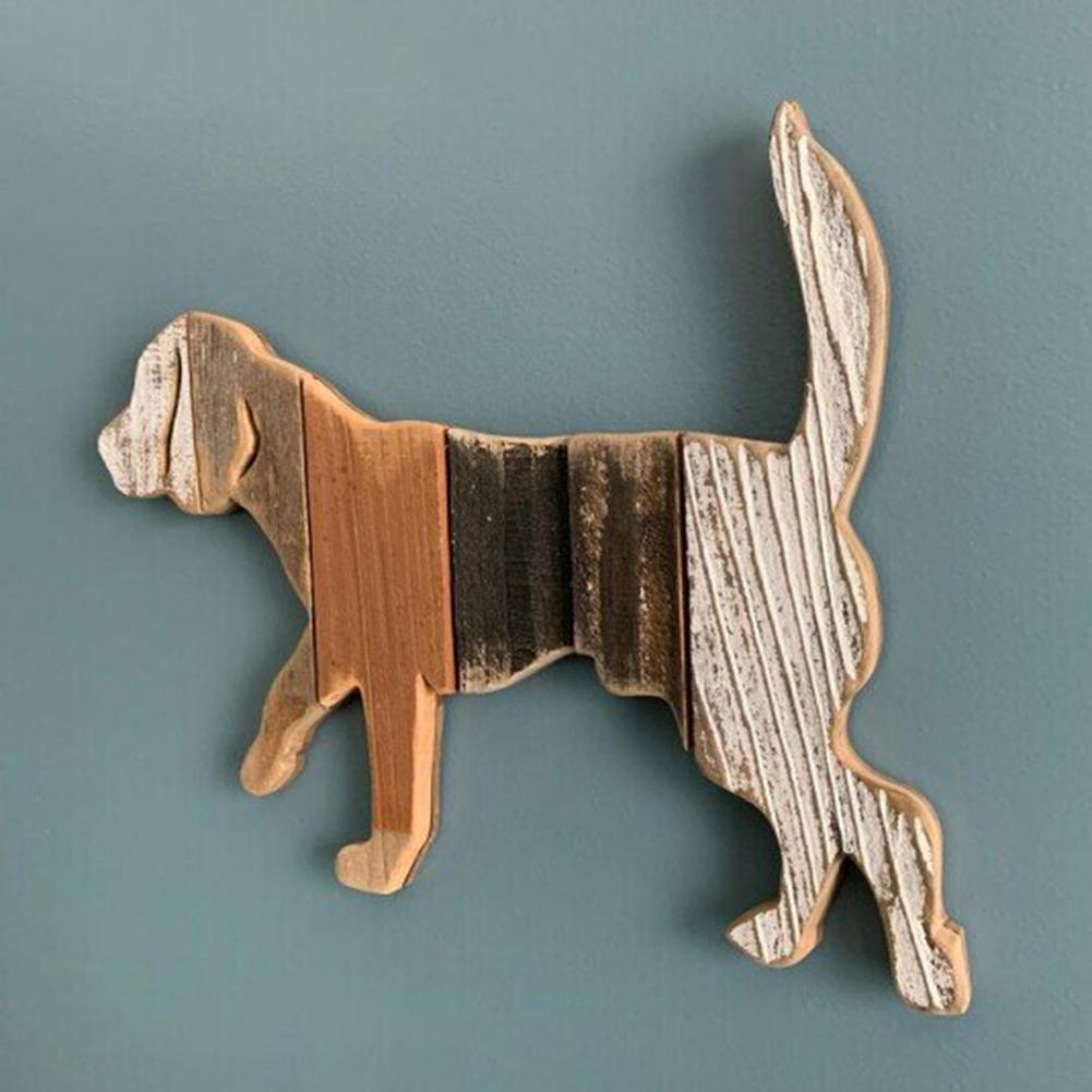 New Wood Carving French Bulldog Rustic Home Wall Hanging Decor Wooden Art Animal Dog Statue Wall Art Corgi Sculpture Ornament