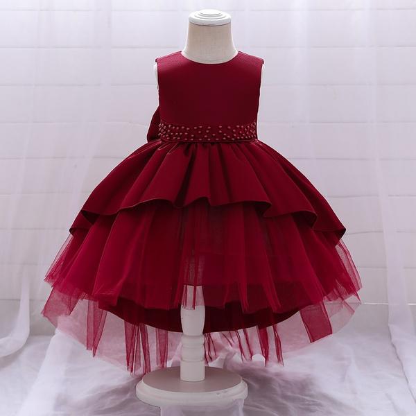 

Infant Big Bow Trailing Baby Dress Costumes Kids Clothes Princess Party Wedding Dresses for Baby Girls 1st Year Birthday Dress 150 красный