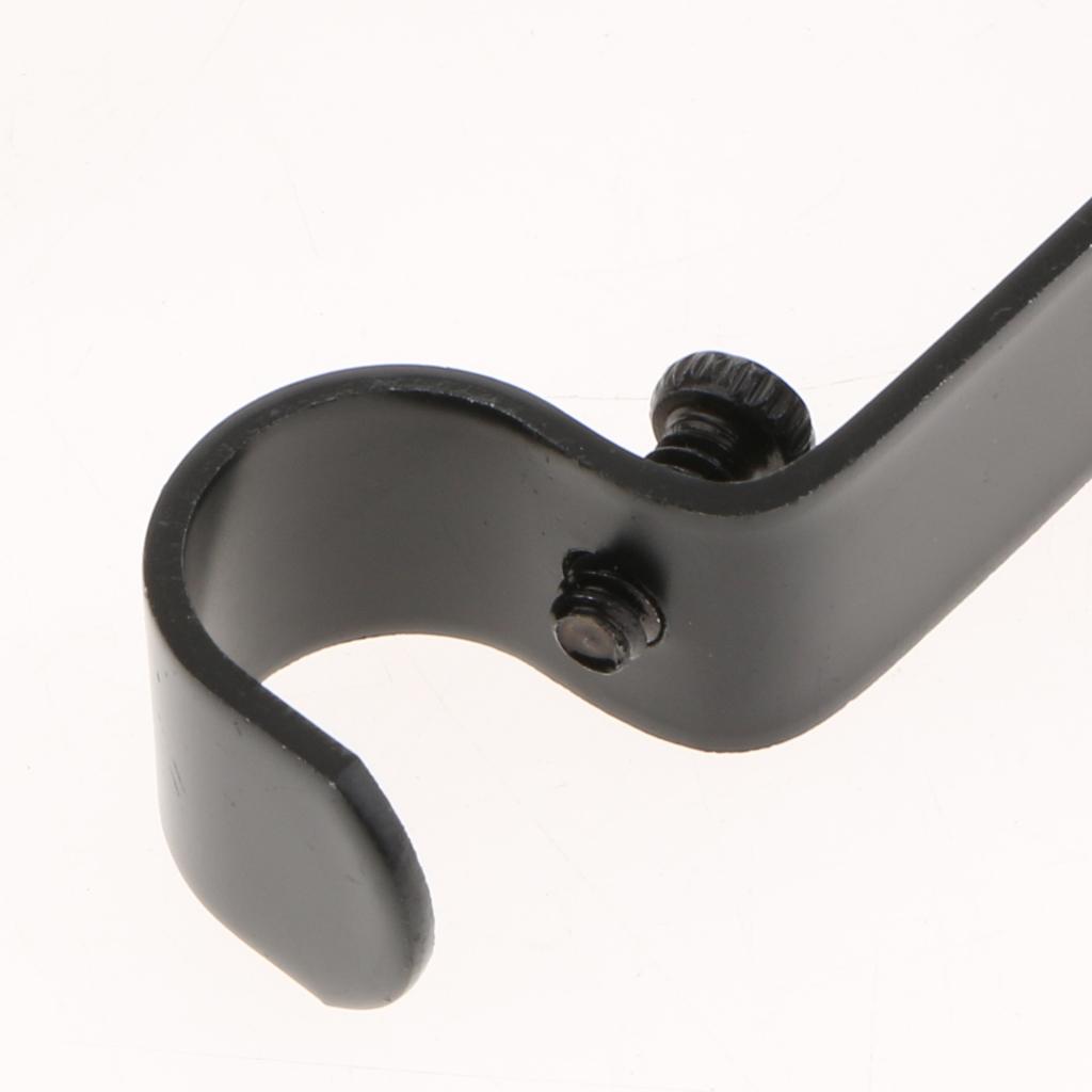 Set of 6Pcs Adjustable Metal Curtain Pole Rod Wall Bracket Hook Holder Black