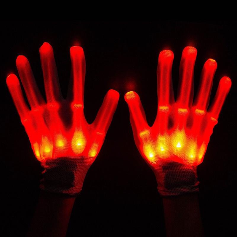 Finger Led Electro Flashing Gloves Light Up Christmas Dance Rave Party Fun