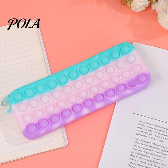 Relief Pencil Case Pop Case, Large Capacity Silicone Storage Bag, with Durable Pouch Bubble Toy Decompression Stationery for Kids School Office