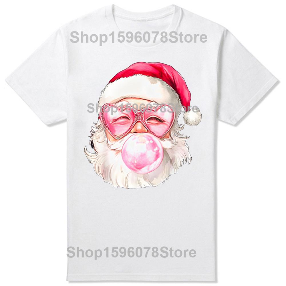 Vintage Retro Christmas Pink Sunglasses T-Shirt Summer Men Clothing Fashion T Shirts Cotton Short Sleeve Oversized T-shirt Tops