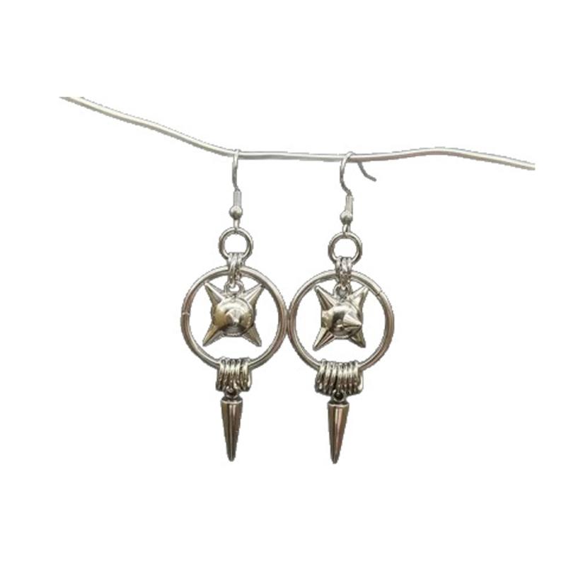 

1 Pair Spiked Ball Pendant Horseshoe Circlet Earrings Dark Alloy Ear Jewelry for Rock or Urban Fashion Statements 1