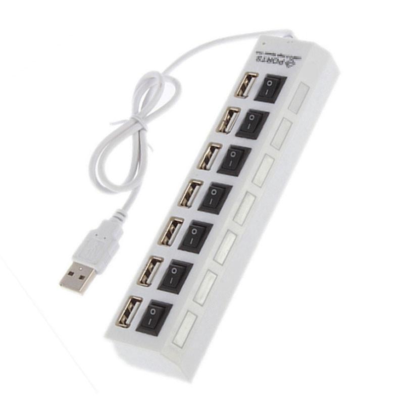 

7 Port Usb Hub 20 Power Adapter Cable Splitter With Power Onoff High Speed Usb Micro Hub
