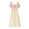 Plus-size Women's Sweet Gradient Short-sleeved Floral Dress - Long Style - Summer New Collection