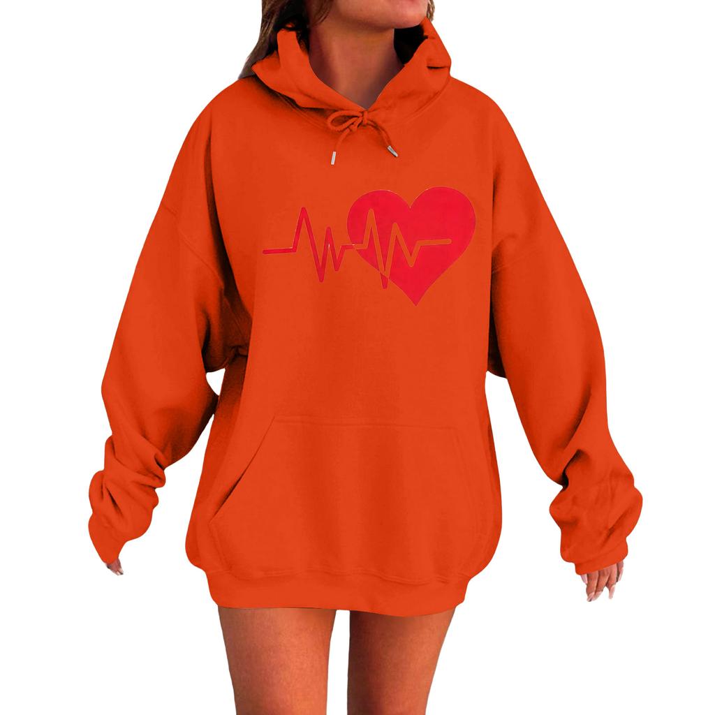 Damen Locker Bequem Lässig Modisch Liebe Aufdruck Langarm Sweatshirt