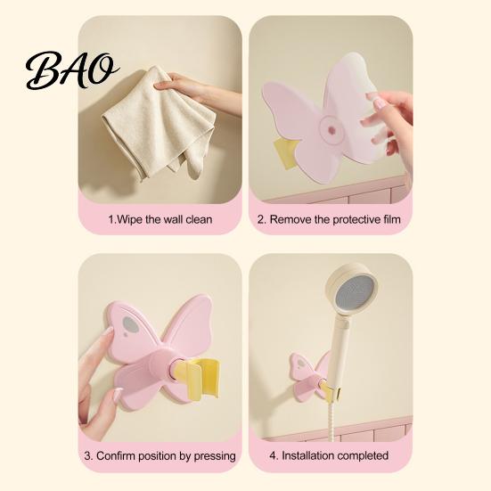 Easy Install Shower Bracket Butterfly Head Holder, Wall Mounted Self-adhesive Handheld Adjustable Holder Bracket, Universal Adjustment Waterproof