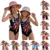 Meisjes Eendelig Zwempak Onafhankelijkheidsdag Print Mouwloos Backless Zwemkleding voor Kinderen Zomer Strand Zwembad Kleding