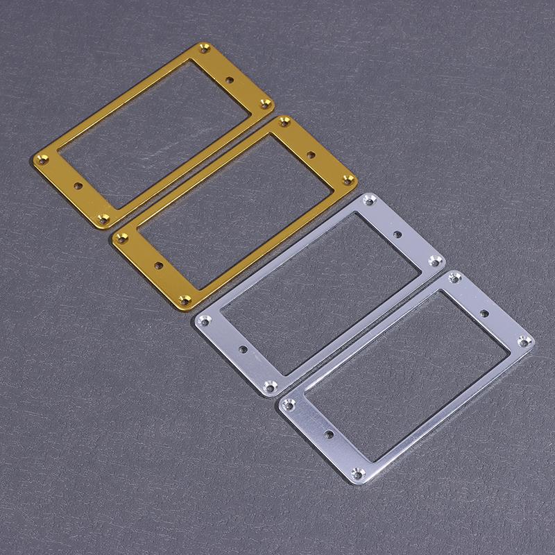 2Pcs Pickup Frames Aluminum Alloy Neck Bridge Humbucker Pickup Mounting Ring Neck Bridge Pickup Curved Frames Set For Guitar