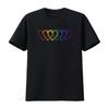 LGBTQ Pride Rainbow Connected Hearts Line Art Print Casual T Shirt Vintage Washed Slightly Stretched Unisex Versatile Fashion