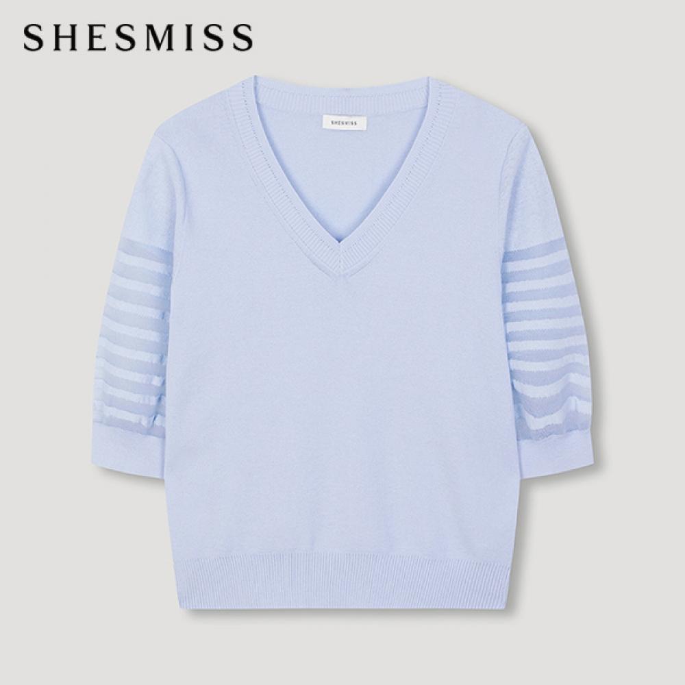 

She S miSS Volume Sleeve See Through Knit SSkpon21120 Ll light blue/55